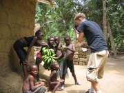 Josh and kids with bananas